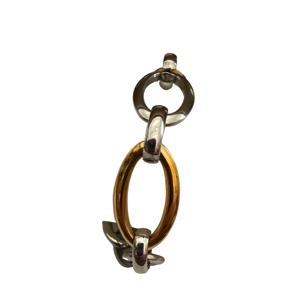 Mixed Metal‎ Link Bracelet Silver Gold Tone Oval Chain Modern Minimalist 7.5" - Picture 3 of 10